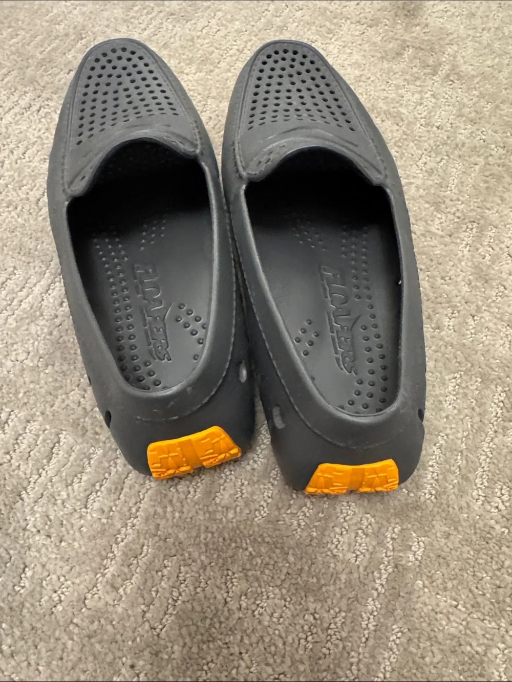 Floafers Men's Casual Perforated Slip-On Floafers - Charcoal/black/orange